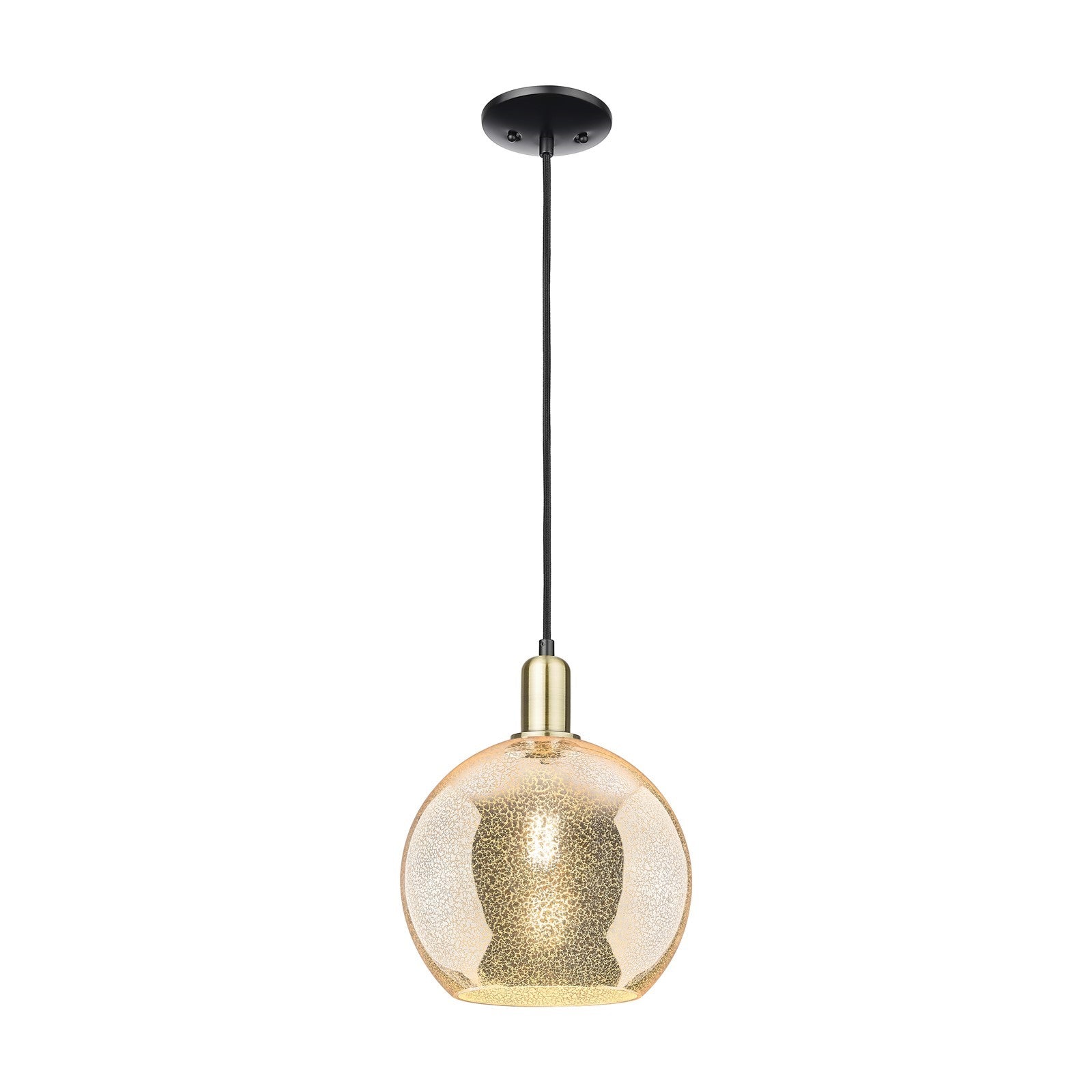 Innovations Athens 10in 1-Light Mini Pendant | Industrial Black Antique Brass and Mercury Glass | Kitchen Island & Dining Room | Model 716-1P-BAB-G128-10