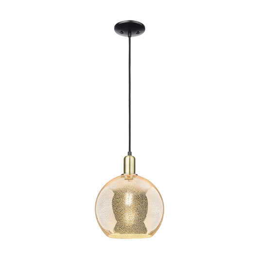 Innovations Athens 10in 1-Light Mini Pendant | Industrial Black Antique Brass and Mercury Glass | Kitchen Island & Dining Room | Model 716-1P-BAB-G128-10