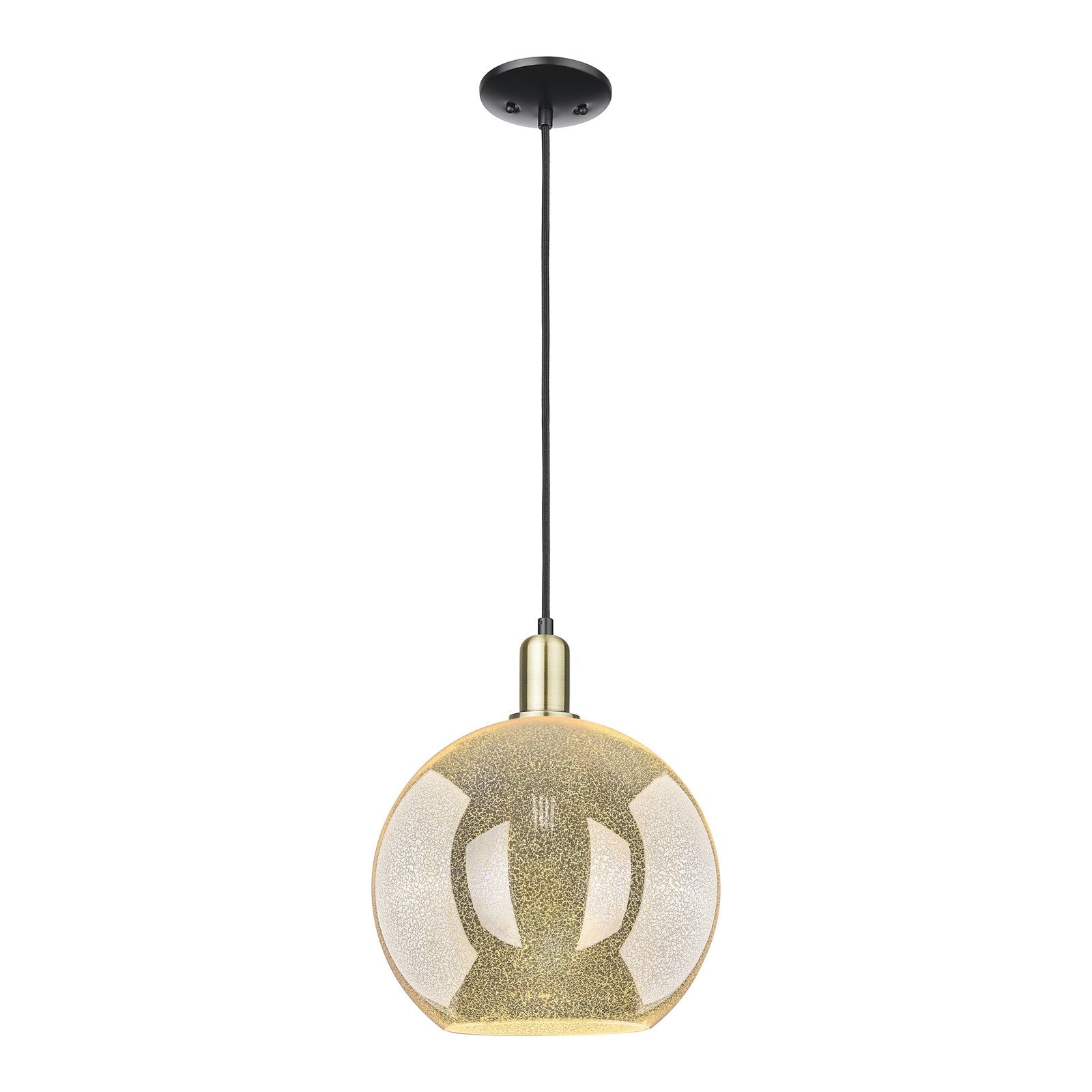Innovations Athens 12in 1-Light Mini Pendant | Industrial Black Antique Brass and Mercury Glass | Kitchen Island & Dining Room | Model 716-1P-BAB-G128-12