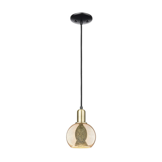 Innovations Athens 6in 1-Light Mini Pendant | Industrial Black Antique Brass Steel and Mercury Glass | Kitchen Island & Dining | Model 716-1P-BAB-G128-6