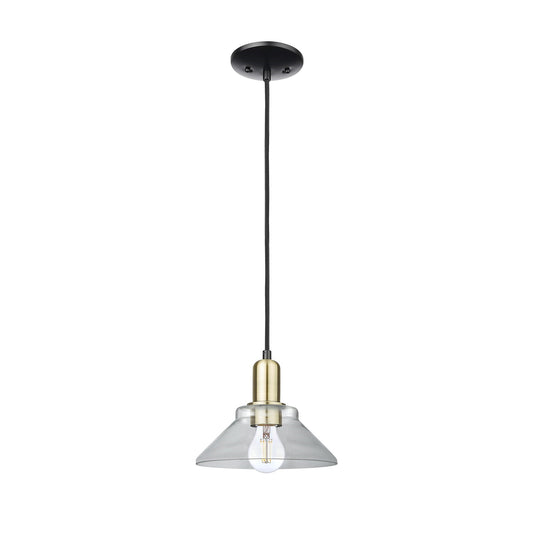 Innovations Orwell 8.38in 1-Light Mini Pendant | Industrial Black Antique Brass and Clear Glass | Kitchen Island & Dining Room | Model 716-1P-BAB-G132