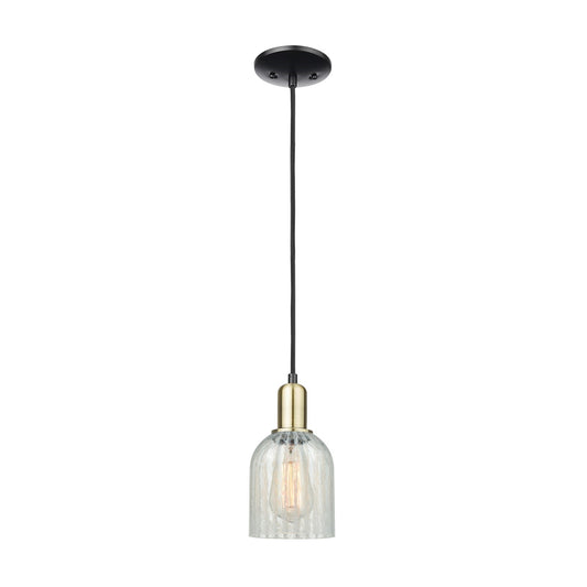 Innovations Caledonia 5in 1-Light Mini Pendant | Industrial Black Antique Brass and Mouchette Glass | Kitchen Island & Dining | Model 716-1P-BAB-G2511