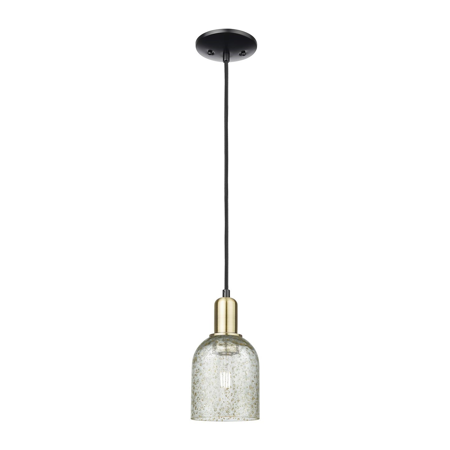 Innovations Caledonia 5in 1-Light Mini Pendant | Industrial Black Antique Brass and Mica Glass | Kitchen Island & Dining Room | 5 | Model 716-1P-BAB-G259