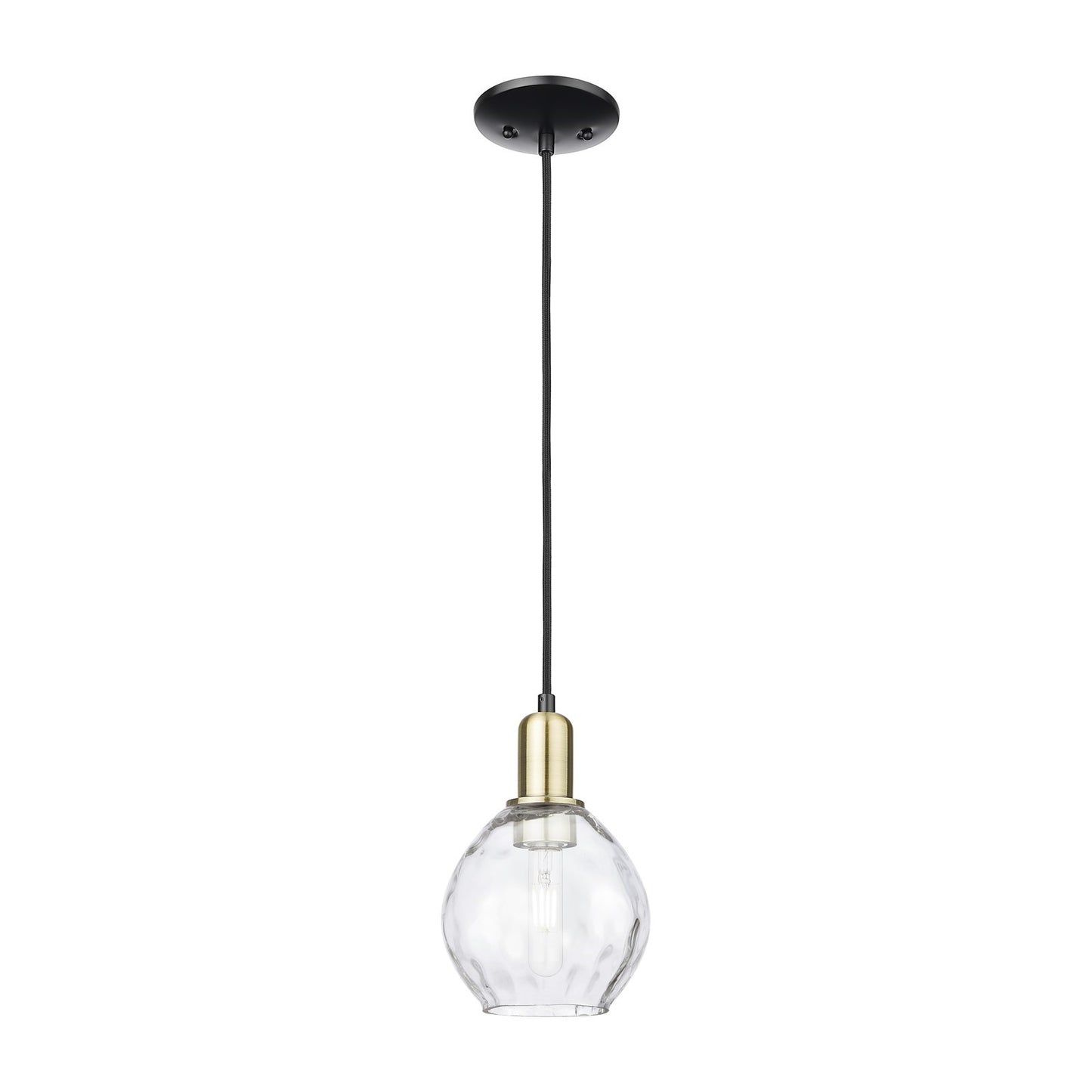 Innovations Waverly 6in 1-Light Mini Pendant | Industrial Black Antique Brass and Clear Glass | Kitchen Island & Dining Room | 6 x | Model 716-1P-BAB-G362