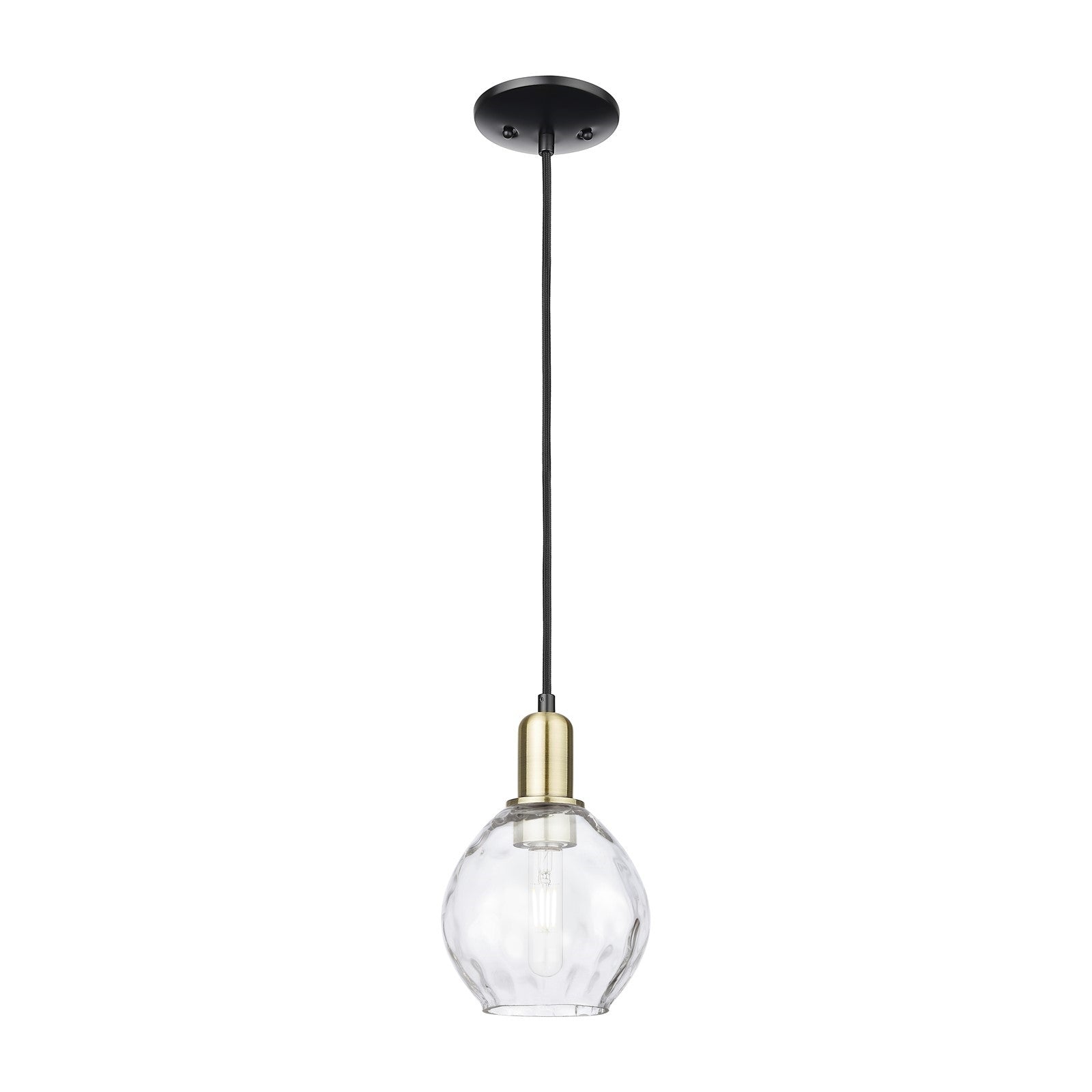 Innovations Waverly 6in 1-Light Mini Pendant | Industrial Black Antique Brass and Clear Glass | Kitchen Island & Dining Room | 6 x | Model 716-1P-BAB-G362