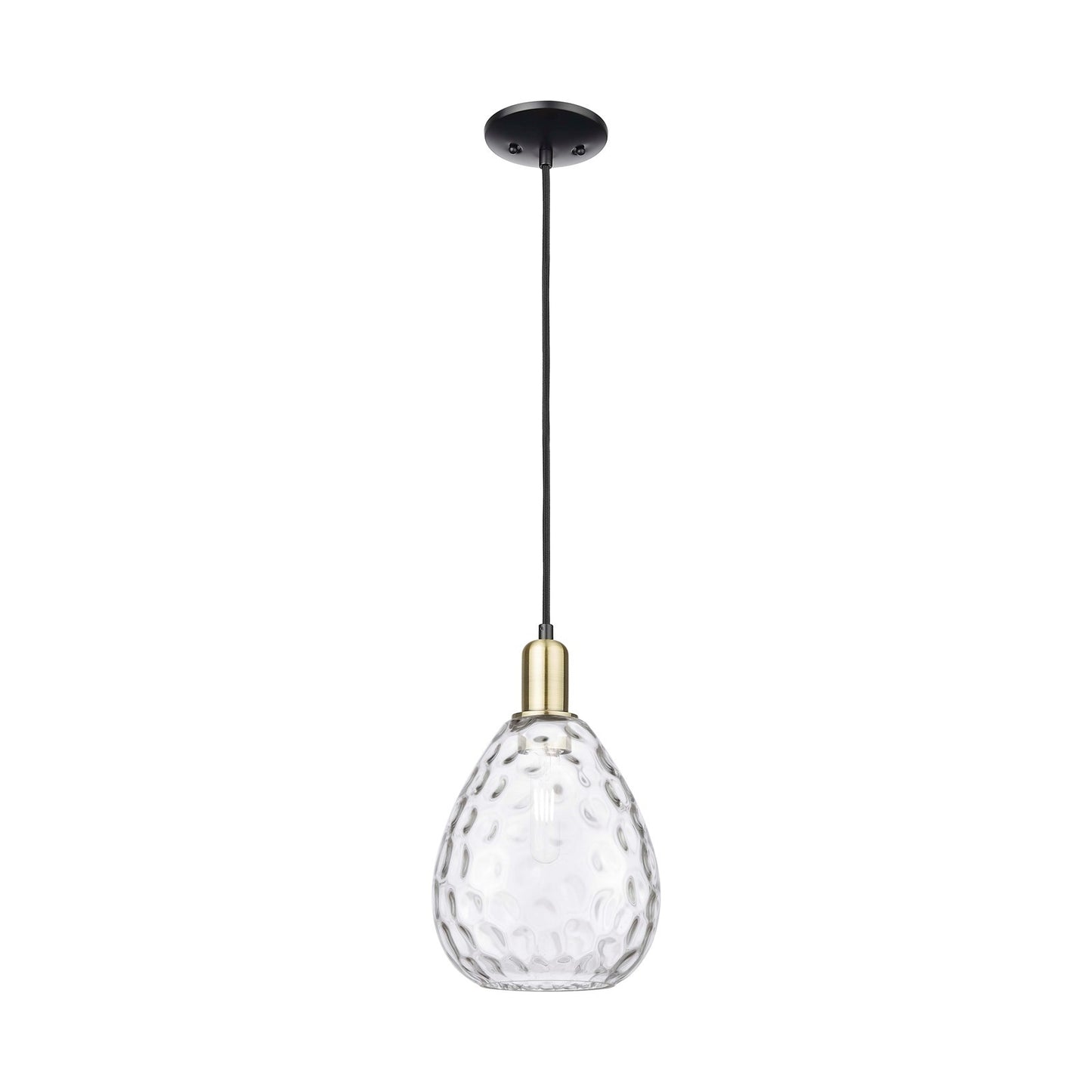 Innovations Waverly 8in 1-Light Mini Pendant | Industrial Black Antique Brass and Clear Glass | Kitchen Island & Dining Room | 8 x | Model 716-1P-BAB-G372