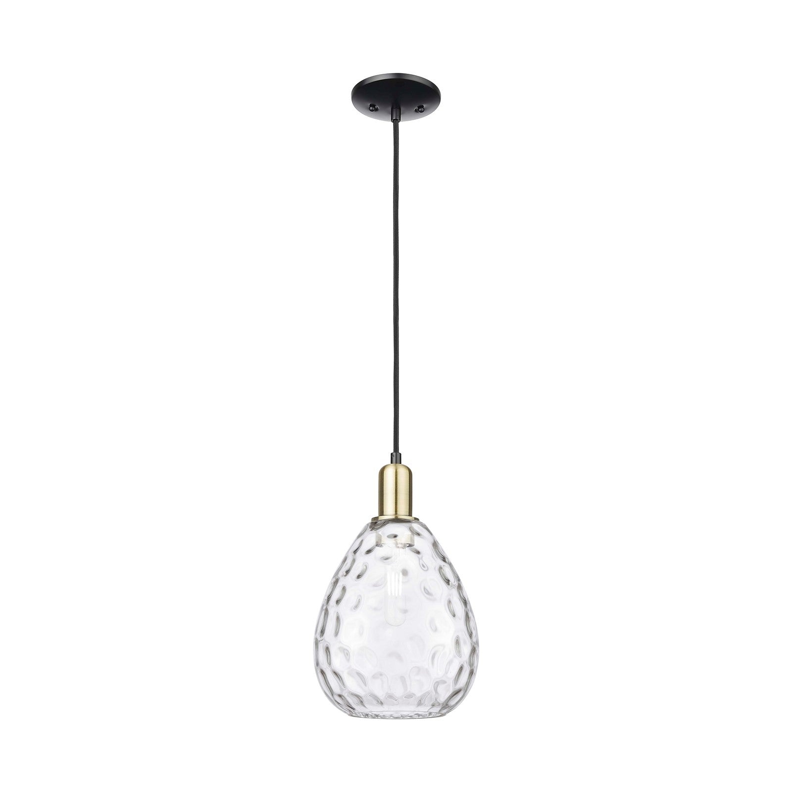 Innovations Waverly 8in 1-Light Mini Pendant | Industrial Black Antique Brass and Clear Glass | Kitchen Island & Dining Room | 8 x | Model 716-1P-BAB-G372