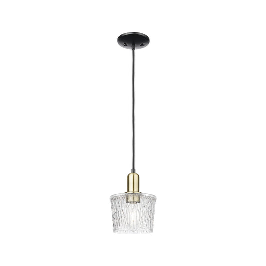 Innovations Niagara 7in 1-Light Mini Pendant | Industrial Black Antique Brass and Clear Textured Glass | Kitchen Island & Dining | Model 716-1P-BAB-G402