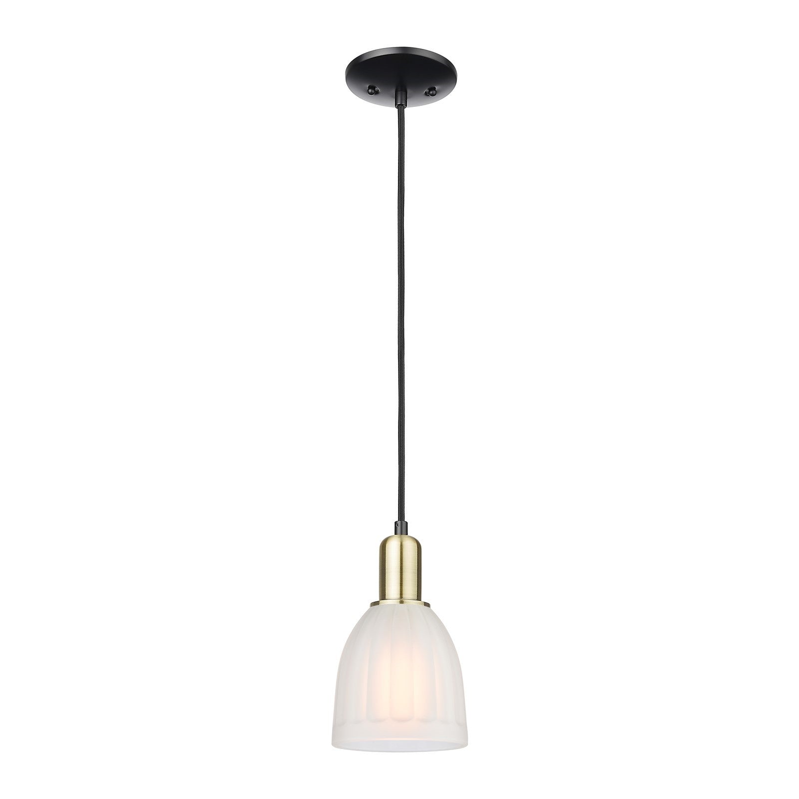Innovations Brookfield 6in 1-Light Mini Pendant | Industrial Black Antique Brass and White Frosted Ribbed Glass | Kitchen Island & | Model 716-1P-BAB-G441