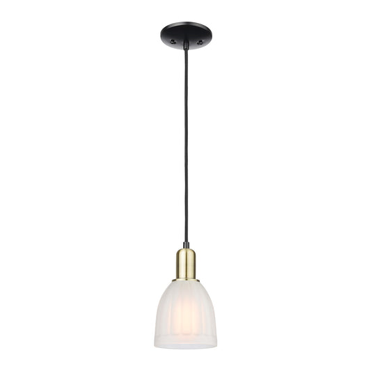Innovations Brookfield 6in 1-Light Mini Pendant | Industrial Black Antique Brass and White Frosted Ribbed Glass | Kitchen Island & | Model 716-1P-BAB-G441