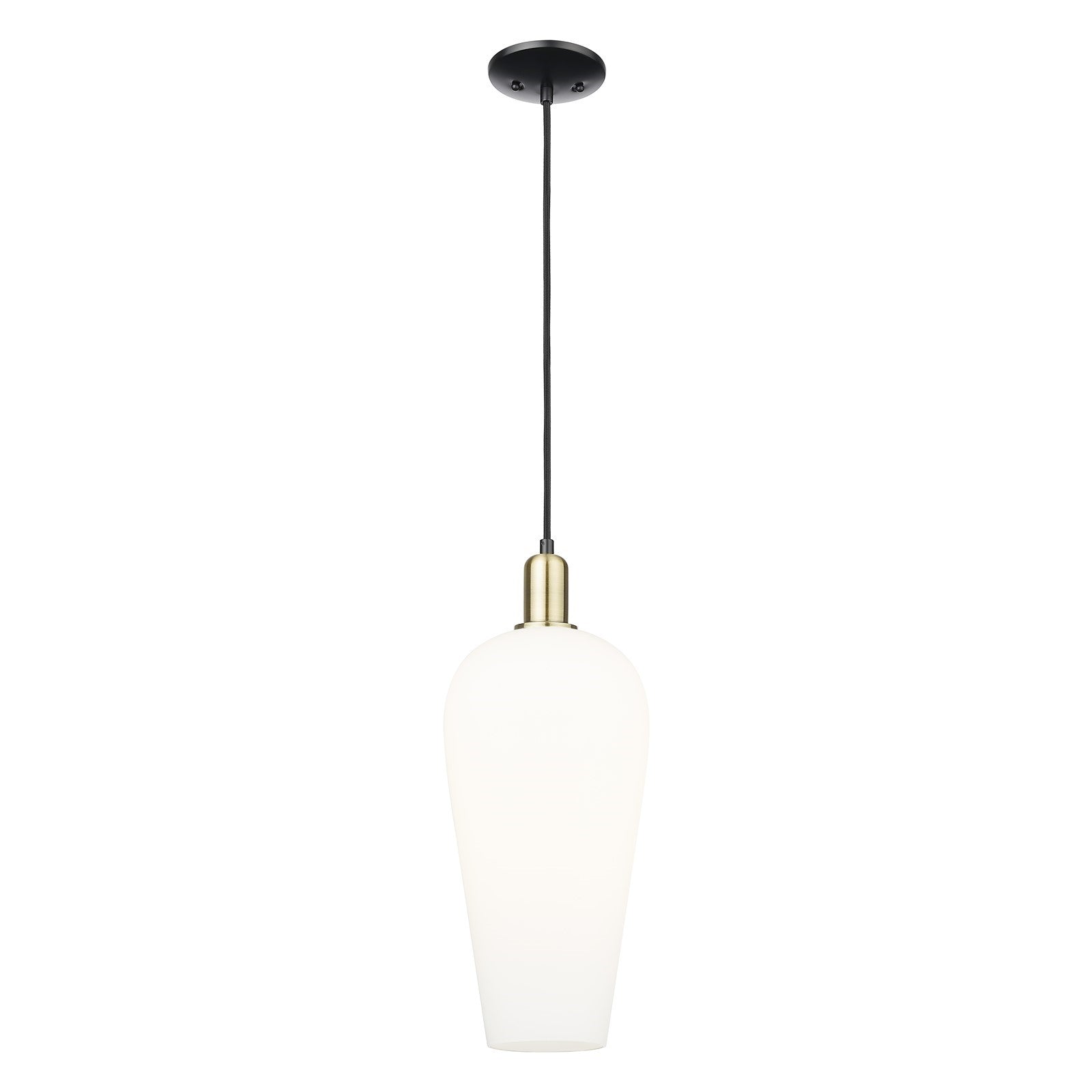 Innovations Chelsea 8in 1-Light Mini Pendant | Industrial Black Antique Brass and White Glass | Kitchen Island & Dining Room | Model 716-1P-BAB-G456-8WH