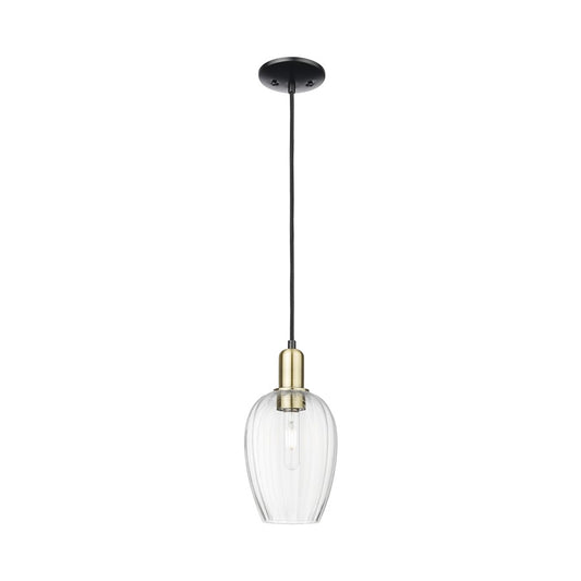 Innovations Preston 1Lt 6" Flute Cord Mini Pendant, BKS/CL - 716-1P-BAB-G457-6CL