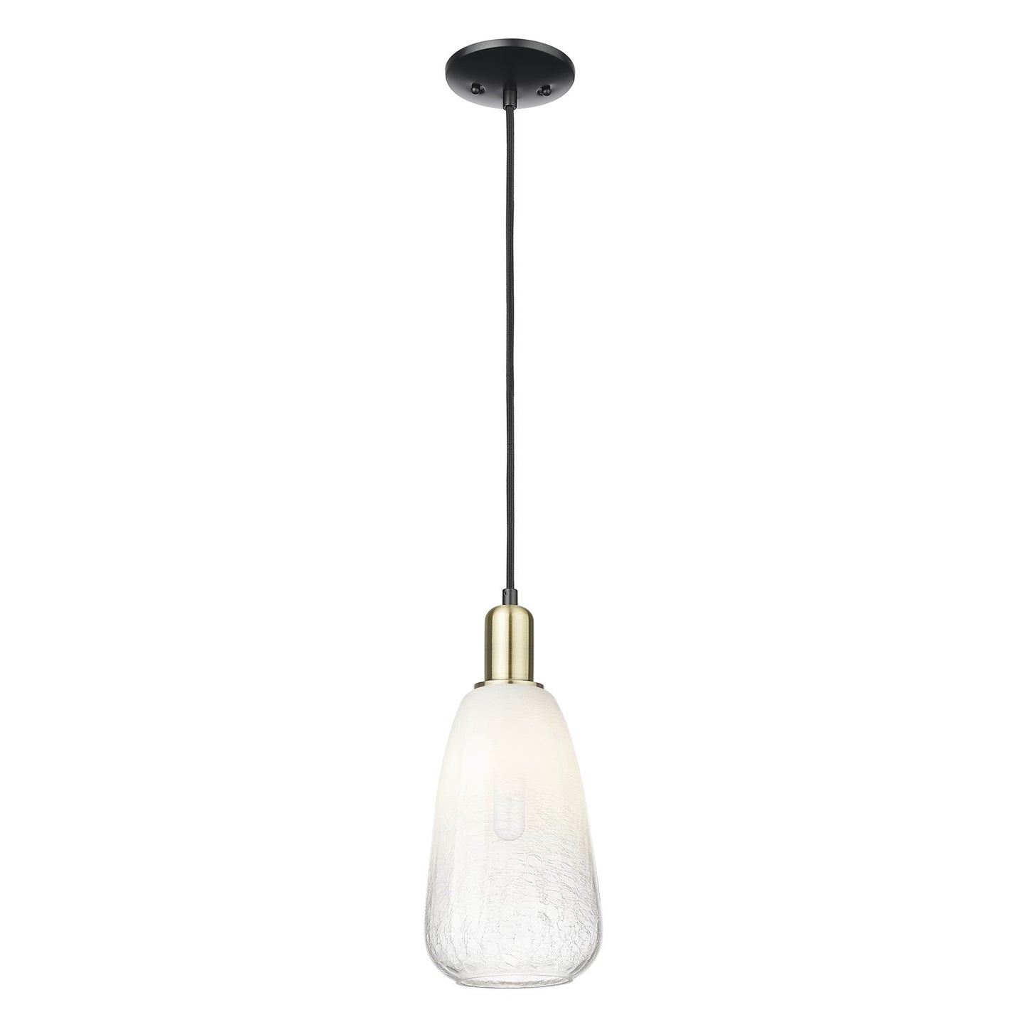 Innovations Brookhaven Almond 6in 1-Light Mini Pendant | Industrial Black Antique Brass and Opal Glass | Kitchen Island & | Model 716-1P-BAB-G480-6OP