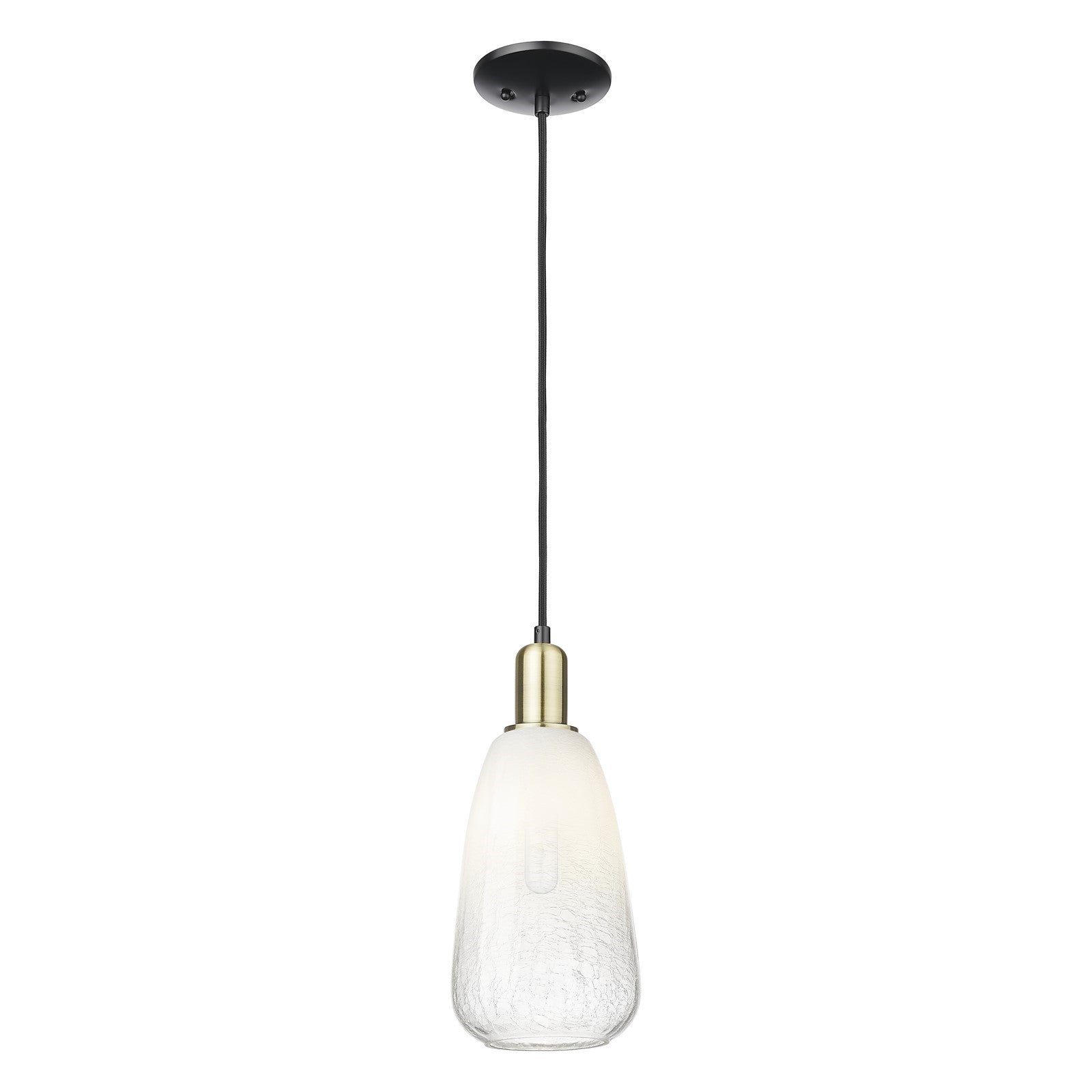 Innovations Brookhaven Almond 6in 1-Light Mini Pendant | Industrial Black Antique Brass and Opal Glass | Kitchen Island & | Model 716-1P-BAB-G480-6OP