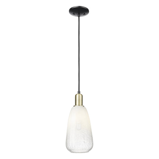 Innovations Brookhaven Almond 6in 1-Light Mini Pendant | Industrial Black Antique Brass and Opal Glass | Kitchen Island & | Model 716-1P-BAB-G480-6OP