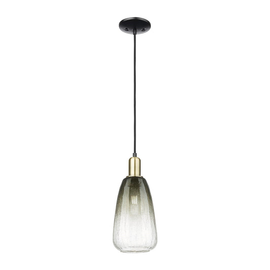Innovations Brookhaven Almond 6in 1-Light Mini Pendant | Industrial Black Antique Brass and Slate Glass | Kitchen Island | 6 x | Model 716-1P-BAB-G480-6SL