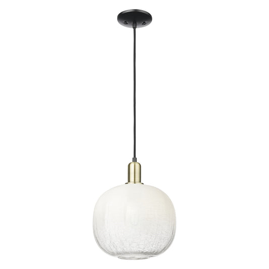 Innovations Brookhaven Sphere 10.5in 1-Light Mini Pendant | Industrial Black Antique Brass and Opal Glass | Kitchen Island & | Model 716-1P-BAB-G481-10OP