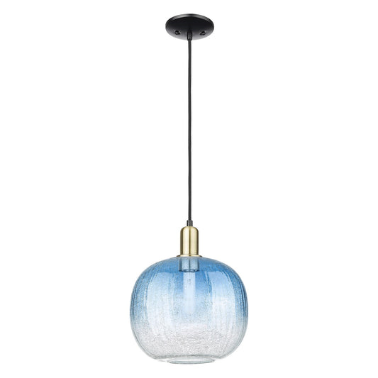 Innovations Brookhaven Sphere 10.5in 1-Light Mini Pendant | Industrial Black Antique Brass and Sapphire Blue Glass | Kitchen | Model 716-1P-BAB-G481-10SB