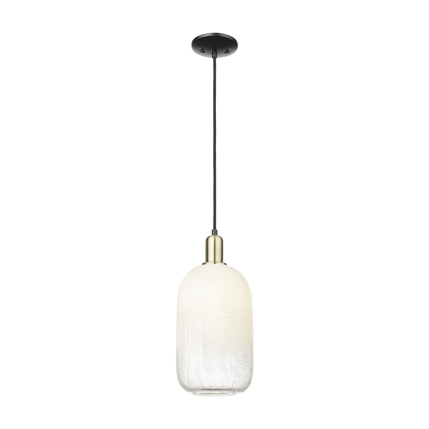 Innovations Brookhaven Cloche 7in 1-Light Mini Pendant | Industrial Black Antique Brass Steel and Opal Glass | Kitchen Island | Model 716-1P-BAB-G482-7OP