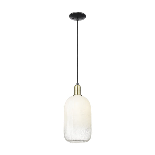 Innovations Brookhaven Cloche 7in 1-Light Mini Pendant | Industrial Black Antique Brass Steel and Opal Glass | Kitchen Island | Model 716-1P-BAB-G482-7OP