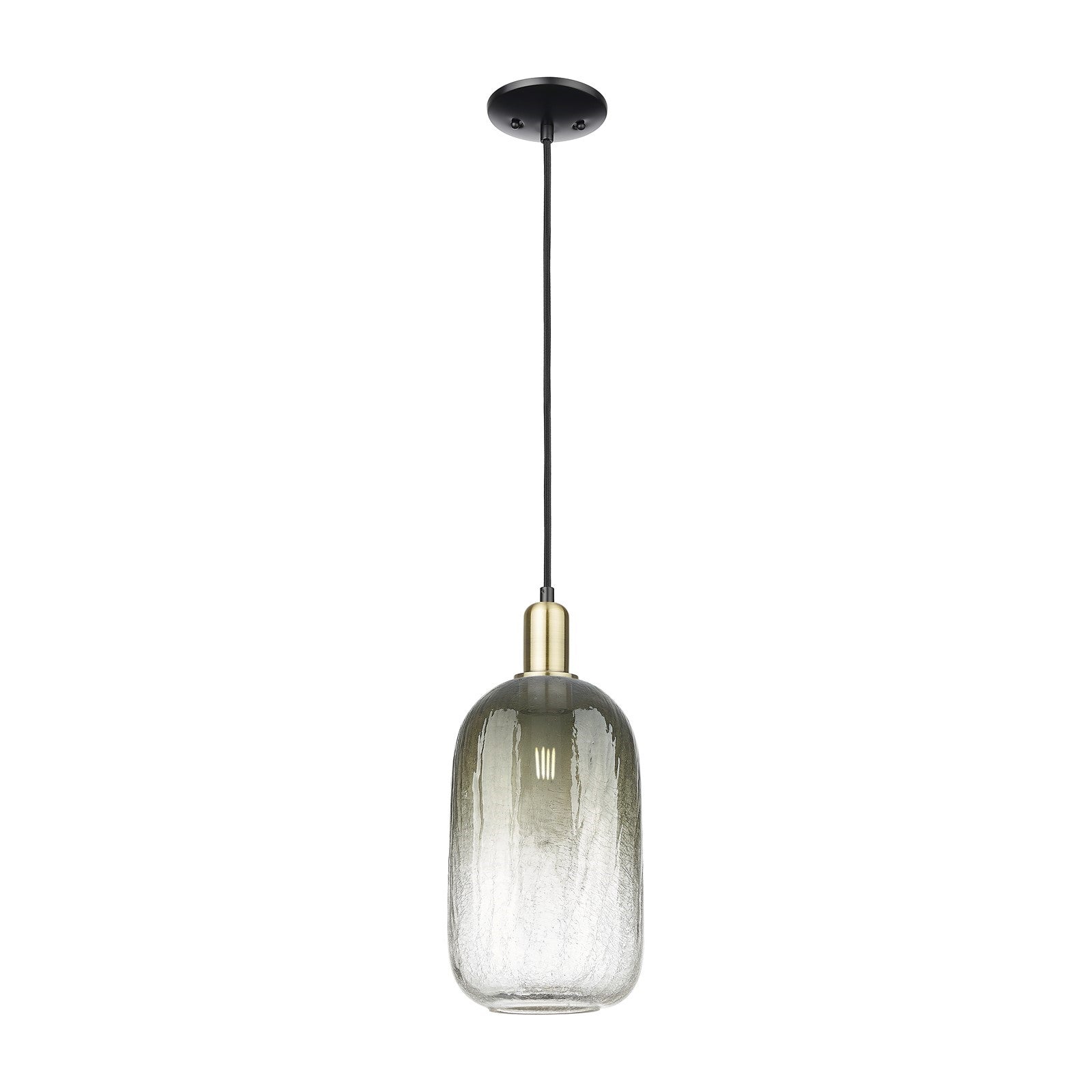 Innovations Brookhaven Cloche 7in 1-Light Mini Pendant | Industrial Black Antique Brass and Slate Glass | Kitchen Island & | Model 716-1P-BAB-G482-7SL