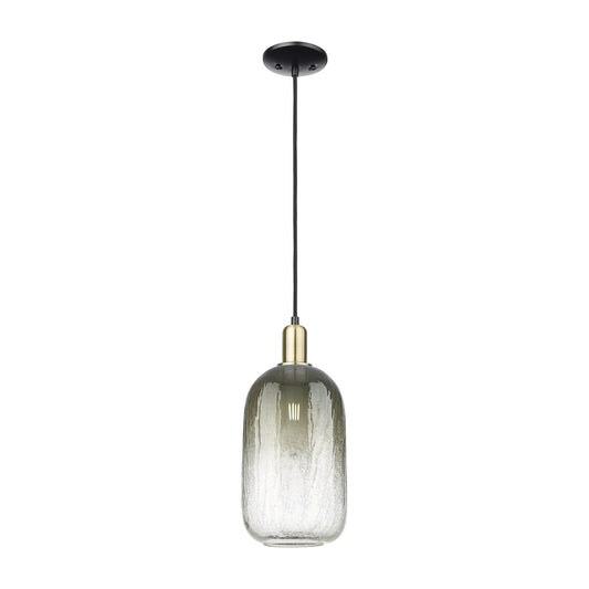 Innovations Brookhaven Cloche 7in 1-Light Mini Pendant | Industrial Black Antique Brass and Slate Glass | Kitchen Island & | Model 716-1P-BAB-G482-7SL