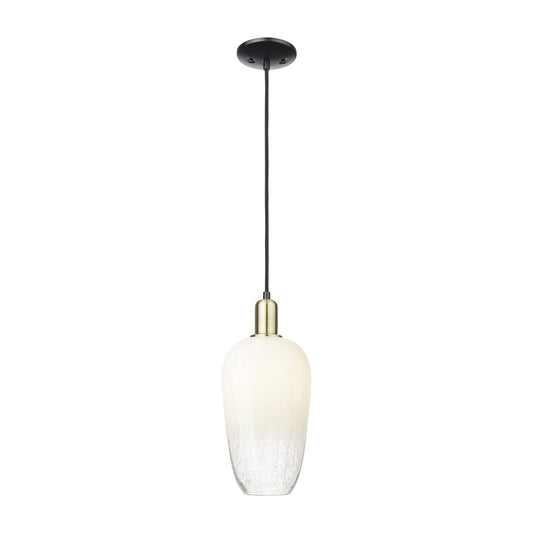 Innovations Brookhaven Flute 7in 1-Light Mini Pendant | Industrial Black Antique Brass Steel and Opal Glass | Kitchen Island | Model 716-1P-BAB-G484-7OP
