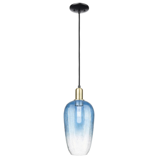 Innovations Brookhaven Flute 7in 1-Light Mini Pendant | Industrial Black Antique Brass and Sapphire Blue Glass | Kitchen | Model 716-1P-BAB-G484-7SB