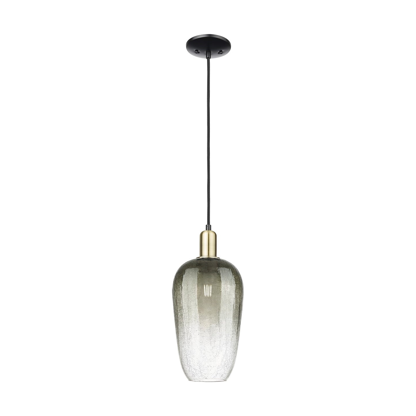 Innovations Brookhaven Flute 7in 1-Light Mini Pendant | Industrial Black Antique Brass Steel and Slate Glass | Kitchen Island | Model 716-1P-BAB-G484-7SL