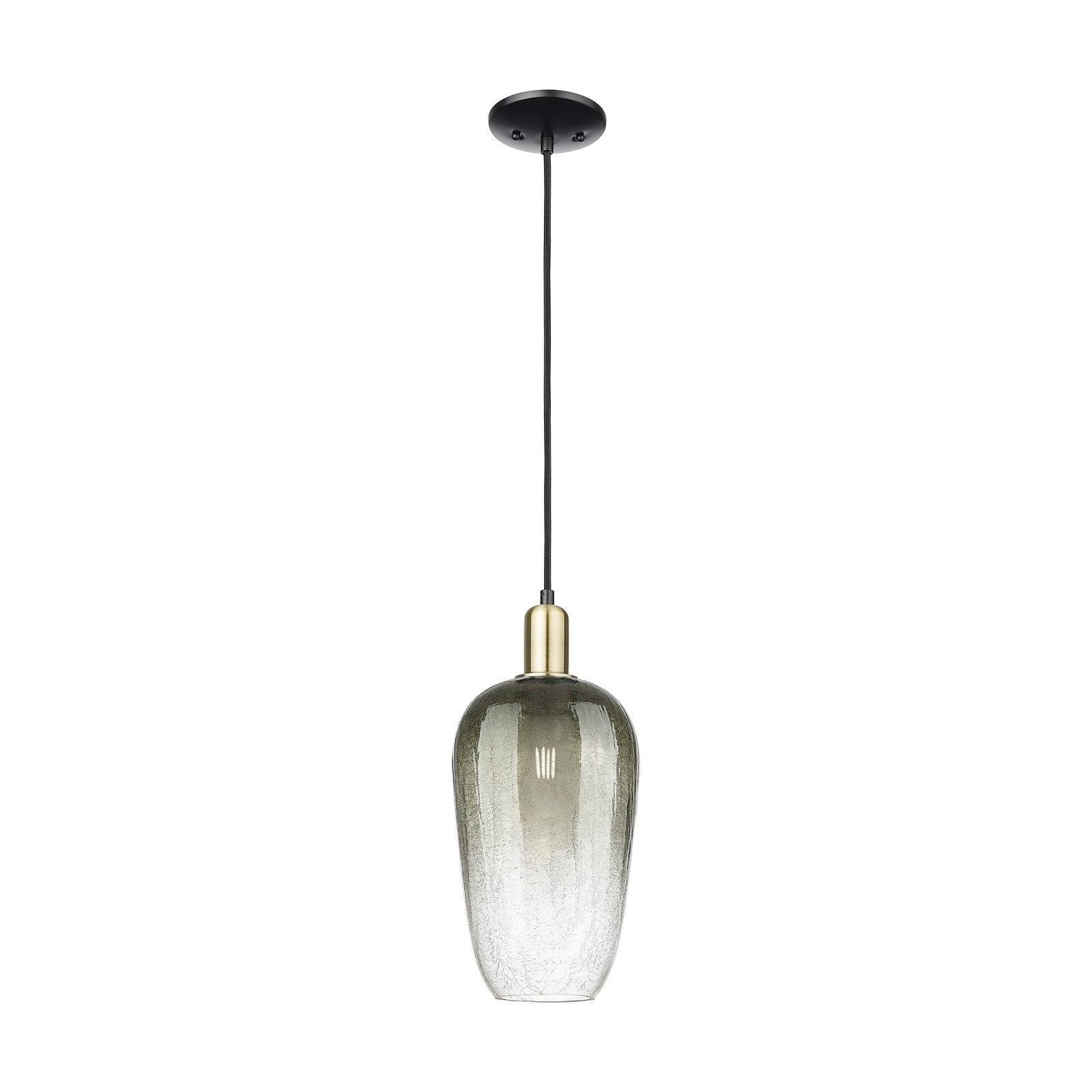 Innovations Brookhaven Flute 7in 1-Light Mini Pendant | Industrial Black Antique Brass Steel and Slate Glass | Kitchen Island | Model 716-1P-BAB-G484-7SL