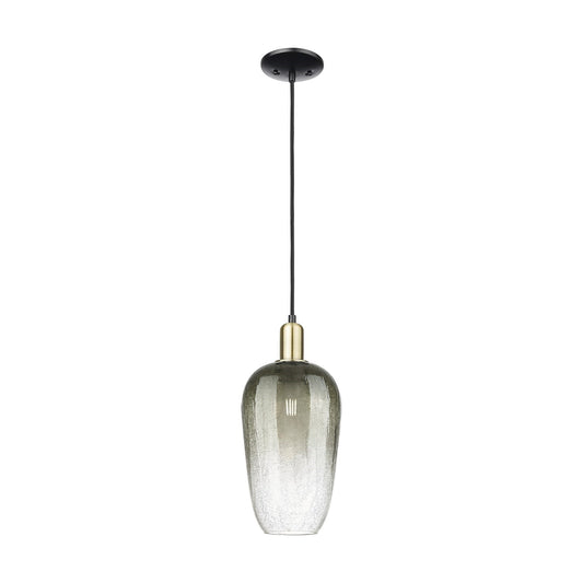 Innovations Brookhaven Flute 7in 1-Light Mini Pendant | Industrial Black Antique Brass Steel and Slate Glass | Kitchen Island | Model 716-1P-BAB-G484-7SL