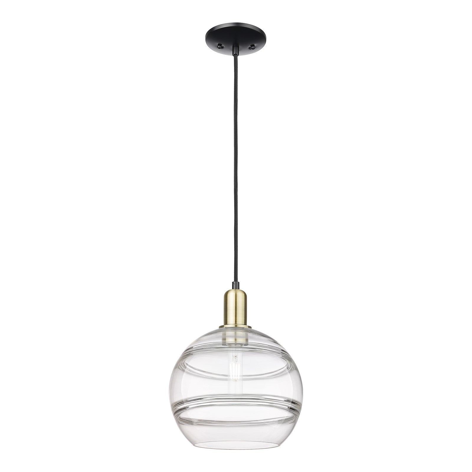 Innovations Rochester 10in 1-Light Mini Pendant | Industrial Black Antique Brass and Clear Glass | Kitchen Island & Dining | Model 716-1P-BAB-G556-10CL