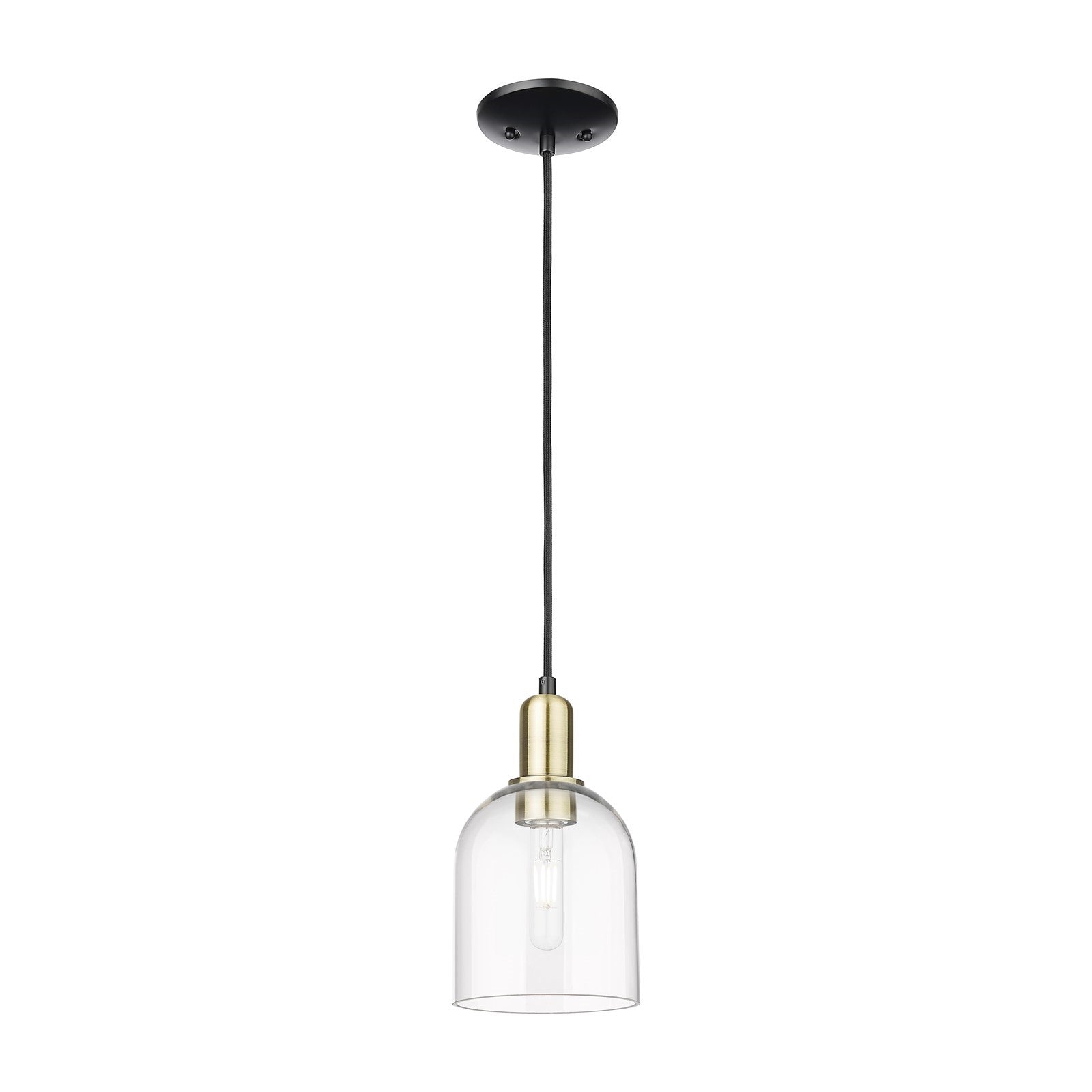 Innovations Bella 6in 1-Light Mini Pendant | Industrial Black Antique Brass and Clear Glass | Kitchen Island & Dining Room | Model 716-1P-BAB-G558-6CL