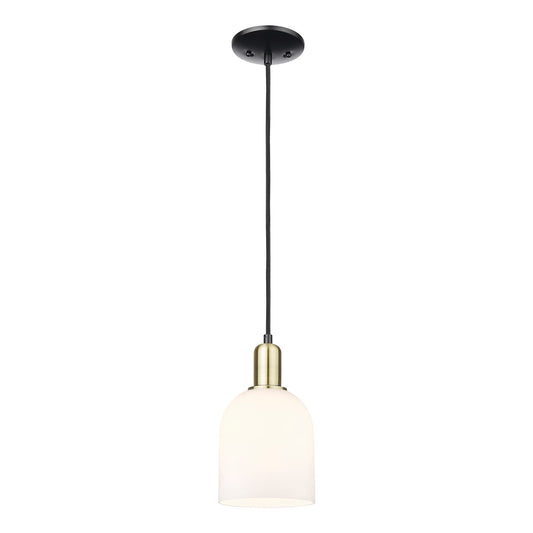 Innovations Bella 6in 1-Light Mini Pendant | Industrial Black Antique Brass and White Glass | Kitchen Island & Dining Room | Model 716-1P-BAB-G558-6GWH