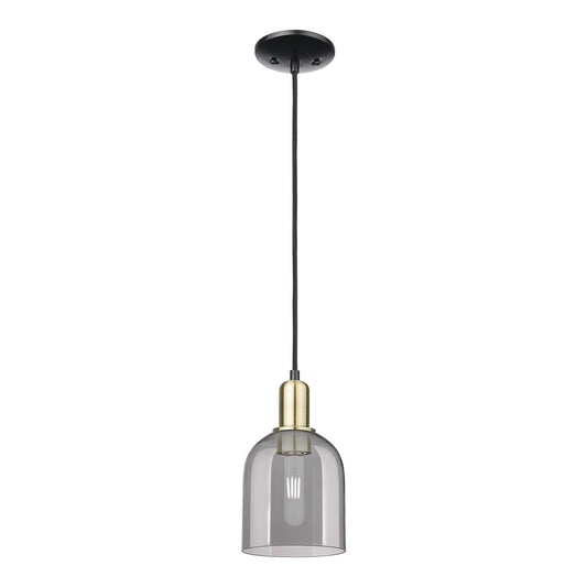 Innovations Bella 6in 1-Light Mini Pendant | Industrial Black Antique Brass Steel and Light Smoke Glass | Kitchen Island | 5.5 | Model 716-1P-BAB-G558-6SM
