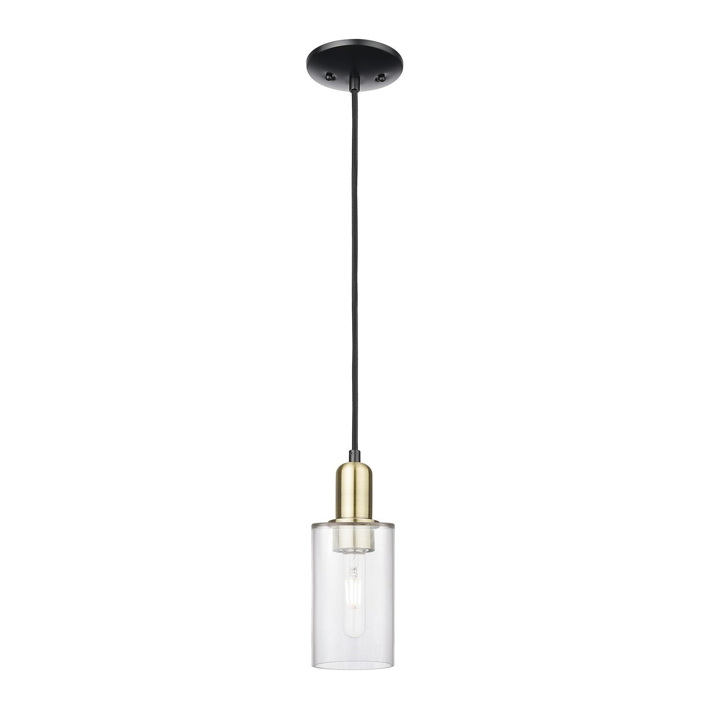 Innovations Clymer 4in 1-Light Mini Pendant | Industrial Black Antique Brass and Clear Glass | Kitchen Island & Dining Room | Model 716-1P-BAB-G802