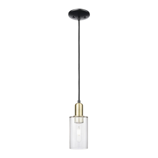 Innovations Clymer 4in 1-Light Mini Pendant | Industrial Black Antique Brass and Clear Glass | Kitchen Island & Dining Room | Model 716-1P-BAB-G802