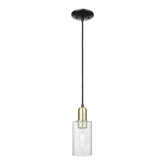 Innovations Clymer 4in 1-Light Mini Pendant | Industrial Black Antique Brass Steel and Seedy Glass | Kitchen Island & Dining Room | Model 716-1P-BAB-G804