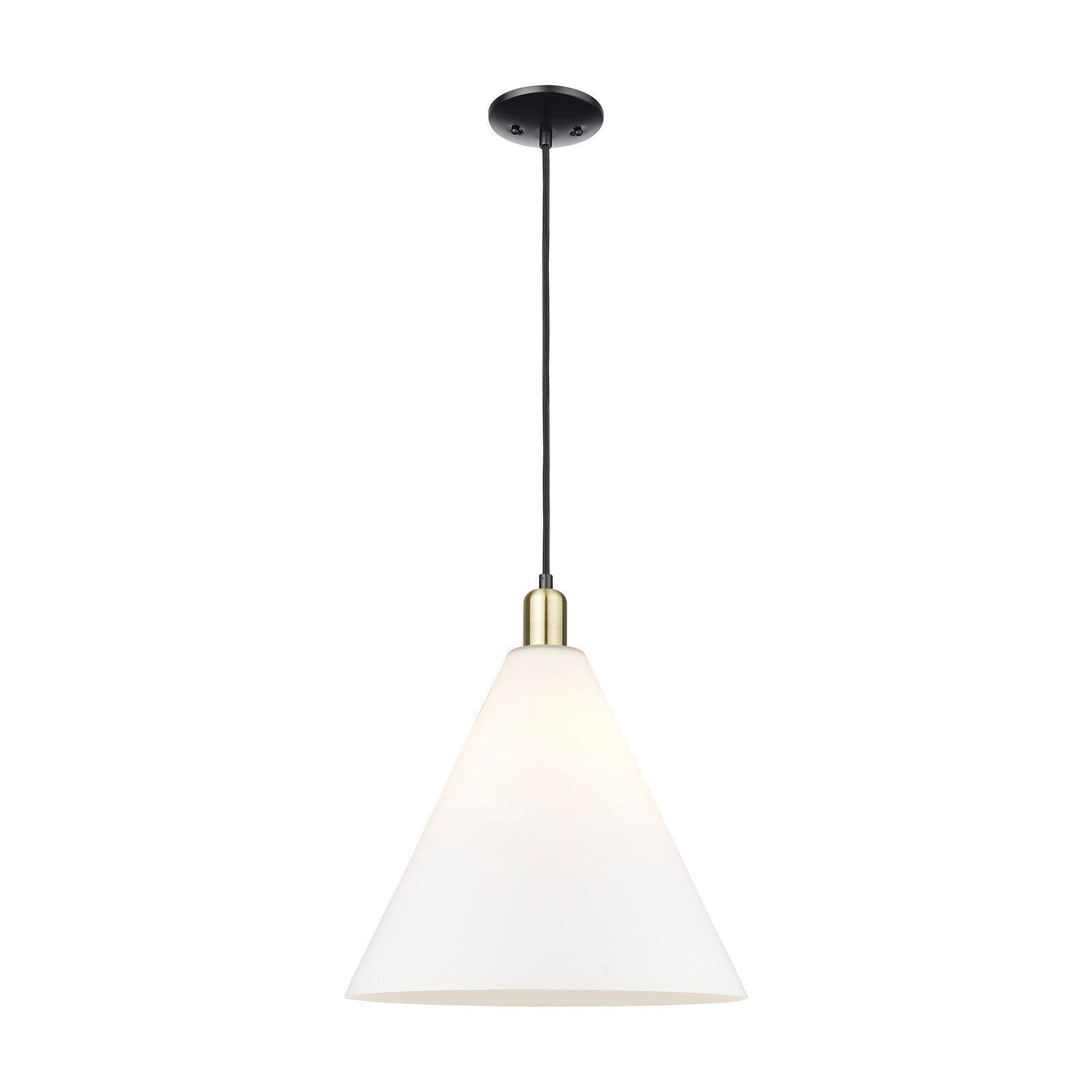 Innovations Berkshire Glass 16in 1-Light Mini Pendant | Industrial Black Antique Brass and Matte White Glass | Kitchen Island & | Model 716-1P-BAB-GBC-161