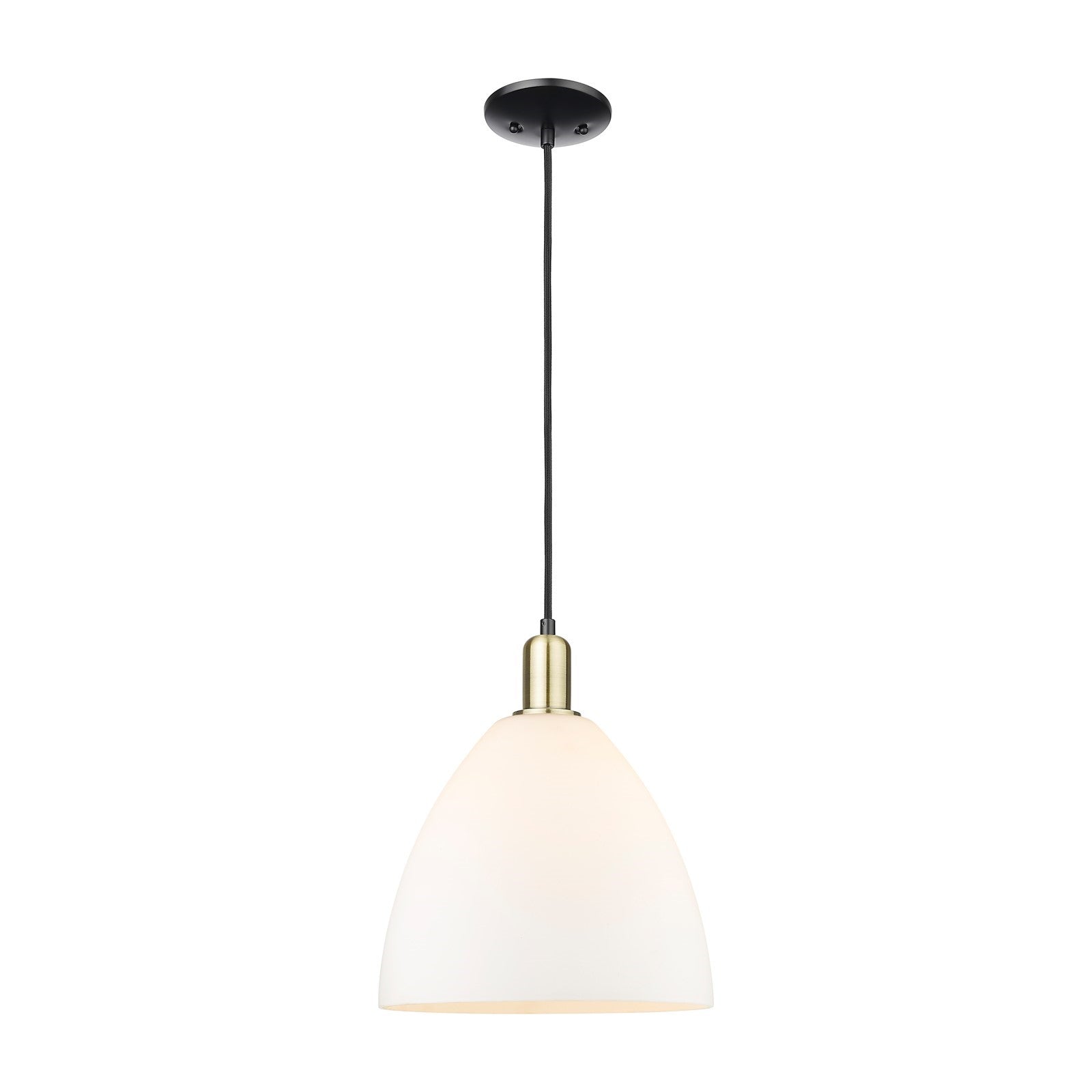 Innovations Bristol 12in 1-Light Mini Pendant | Industrial Black Antique Brass and Matte White Glass | Kitchen Island & Dining | Model 716-1P-BAB-GBD-121