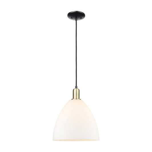 Innovations Bristol 12in 1-Light Mini Pendant | Industrial Black Antique Brass and Matte White Glass | Kitchen Island & Dining | Model 716-1P-BAB-GBD-121