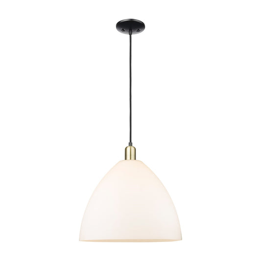 Innovations Bristol 16in 1-Light Mini Pendant | Industrial Black Antique Brass and Matte White Glass | Kitchen Island & Dining | Model 716-1P-BAB-GBD-161