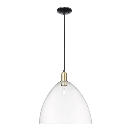 Innovations Bristol 16in 1-Light Mini Pendant | Industrial Black Antique Brass and Clear Glass | Kitchen Island & Dining Room | Model 716-1P-BAB-GBD-162