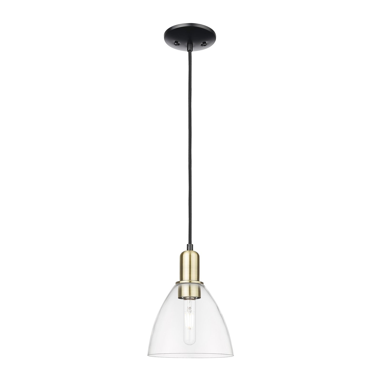 Innovations Bristol 7.5in 1-Light Mini Pendant | Industrial Black Antique Brass and Clear Glass | Kitchen Island & Dining Room | Model 716-1P-BAB-GBD-752