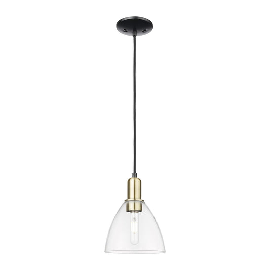 Innovations Bristol 7.5in 1-Light Mini Pendant | Industrial Black Antique Brass and Clear Glass | Kitchen Island & Dining Room | Model 716-1P-BAB-GBD-752