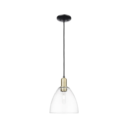 Innovations Bristol 9in 1-Light Mini Pendant | Industrial Black Antique Brass and Clear Glass | Kitchen Island & Dining Room | 9 | Model 716-1P-BAB-GBD-92