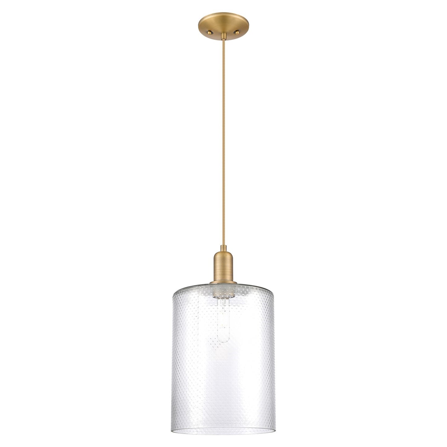 Innovations Cobbleskill 9in 1-Light Mini Pendant | Industrial Brushed Brass Steel and Clear Glass | Kitchen Island & Dining Room | Model 716-1P-BB-G112-L