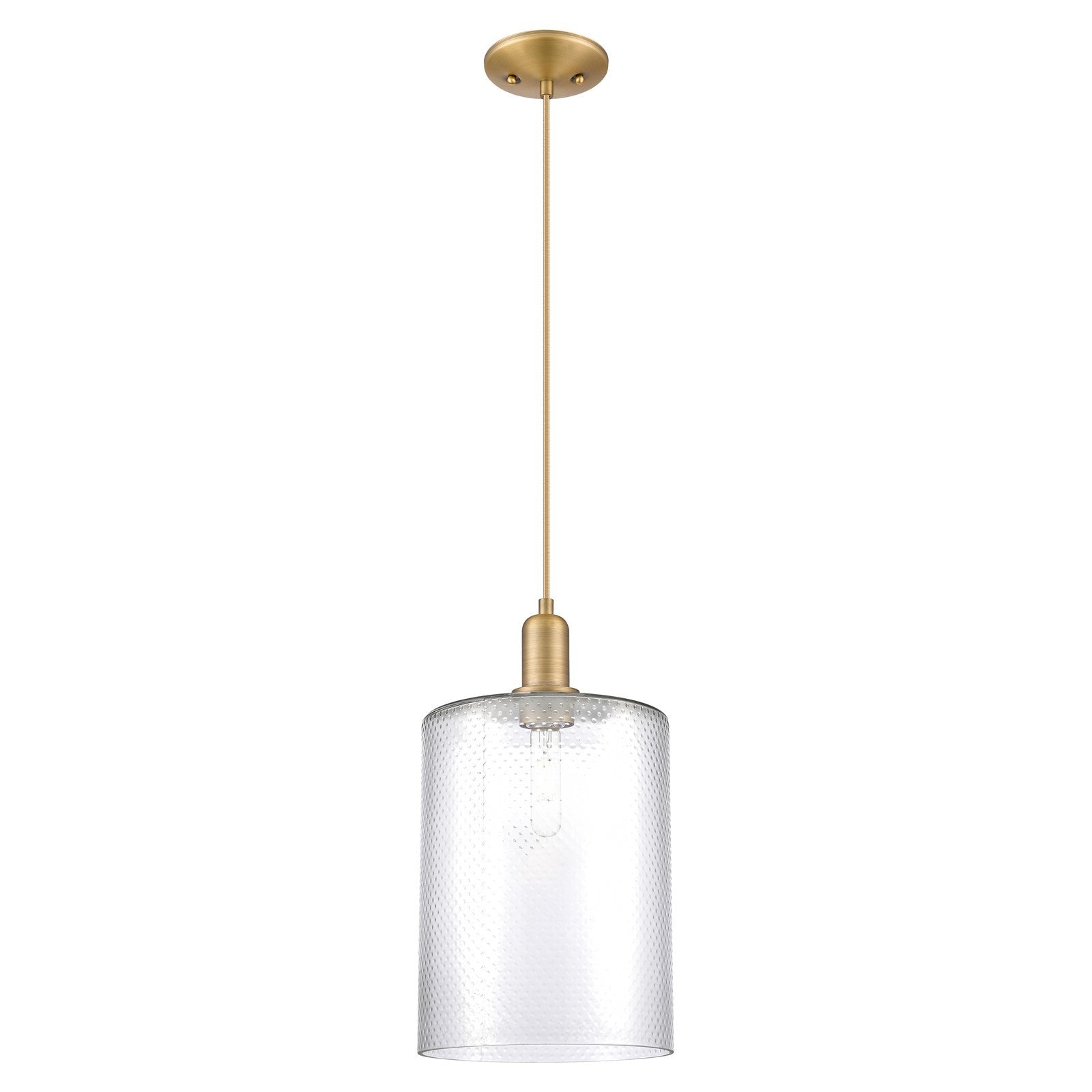 Innovations Cobbleskill 9in 1-Light Mini Pendant | Industrial Brushed Brass Steel and Clear Glass | Kitchen Island & Dining Room | Model 716-1P-BB-G112-L