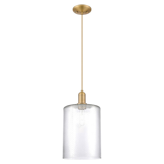 Innovations Cobbleskill 9in 1-Light Mini Pendant | Industrial Brushed Brass Steel and Clear Glass | Kitchen Island & Dining Room | Model 716-1P-BB-G112-L
