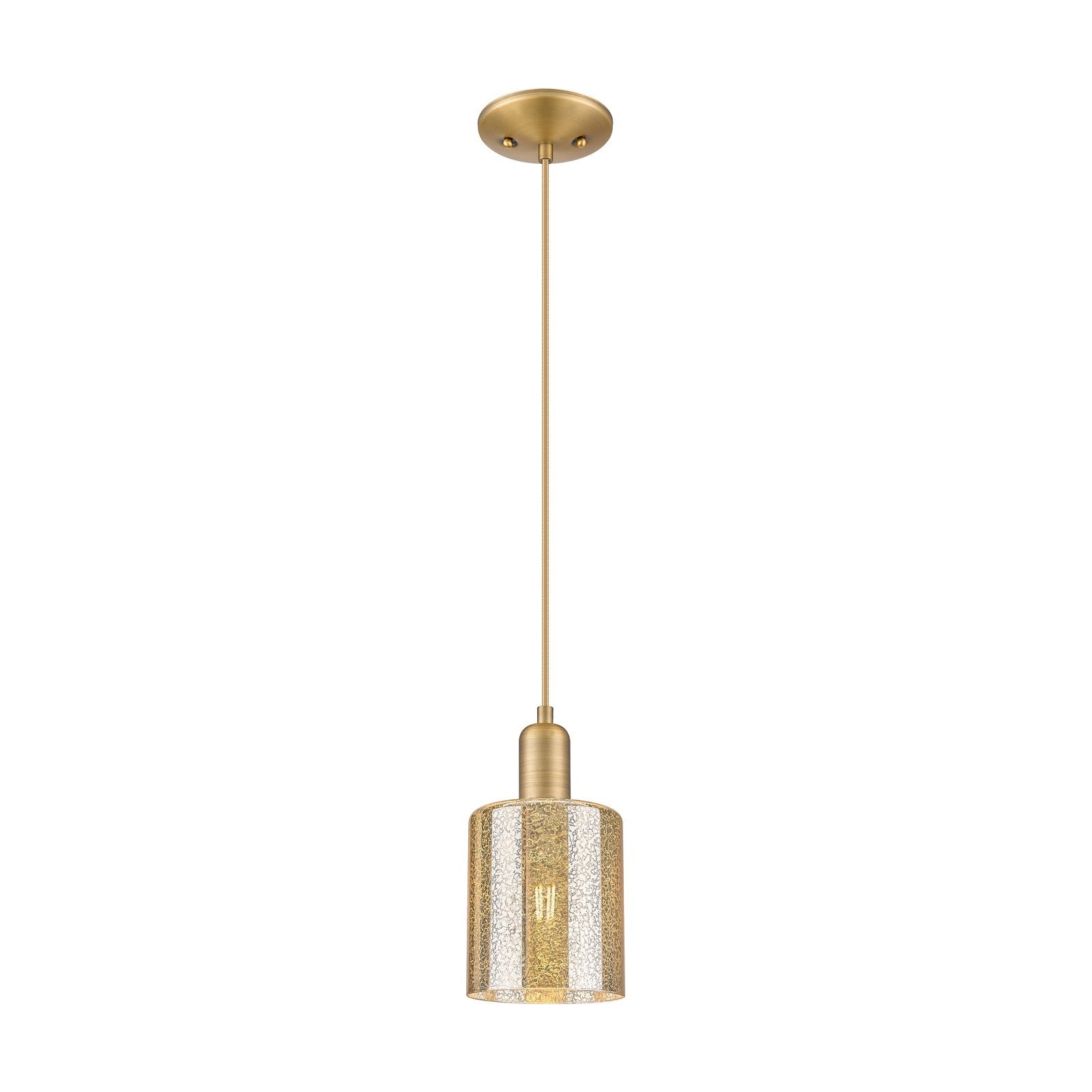 Innovations Cobbleskill 5in 1-Light Mini Pendant | Industrial Brushed Brass Steel and Mercury Glass | Kitchen Island & Dining Room | Model 716-1P-BB-G116